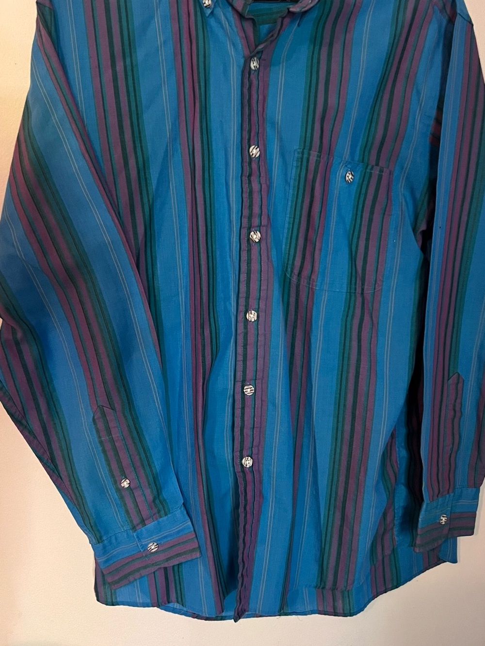Vintage 80’s Steeple Chase Men’s medium long sleeve button up striped shirt